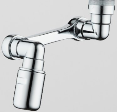 洗面台の蛇口用アーム型アダプターに水栓用発生器を取り付けた状態