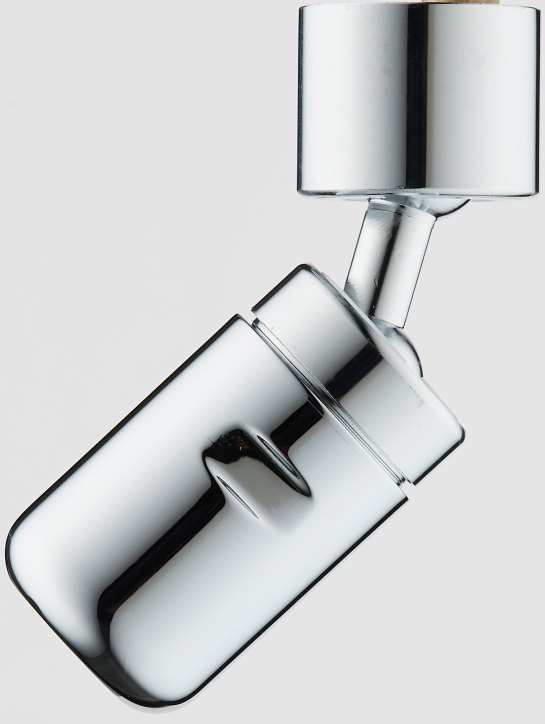 キッチンの蛇口用アダプターに水栓用発生器を取り付けた状態
